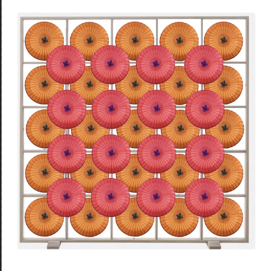 Side-wall concept — festive umbrellas in a grid bouquet