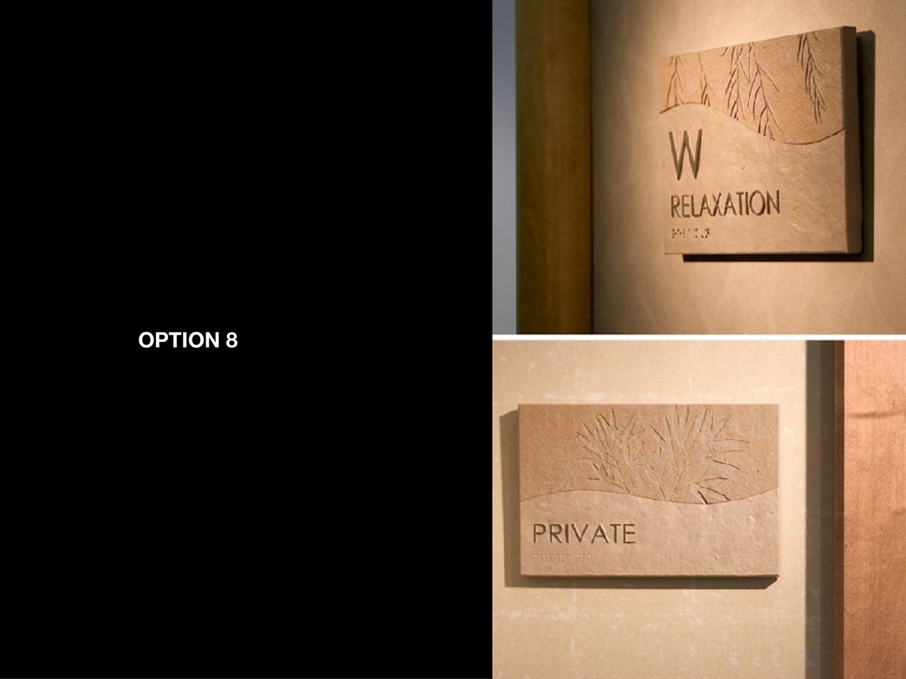 Embossed wood signage