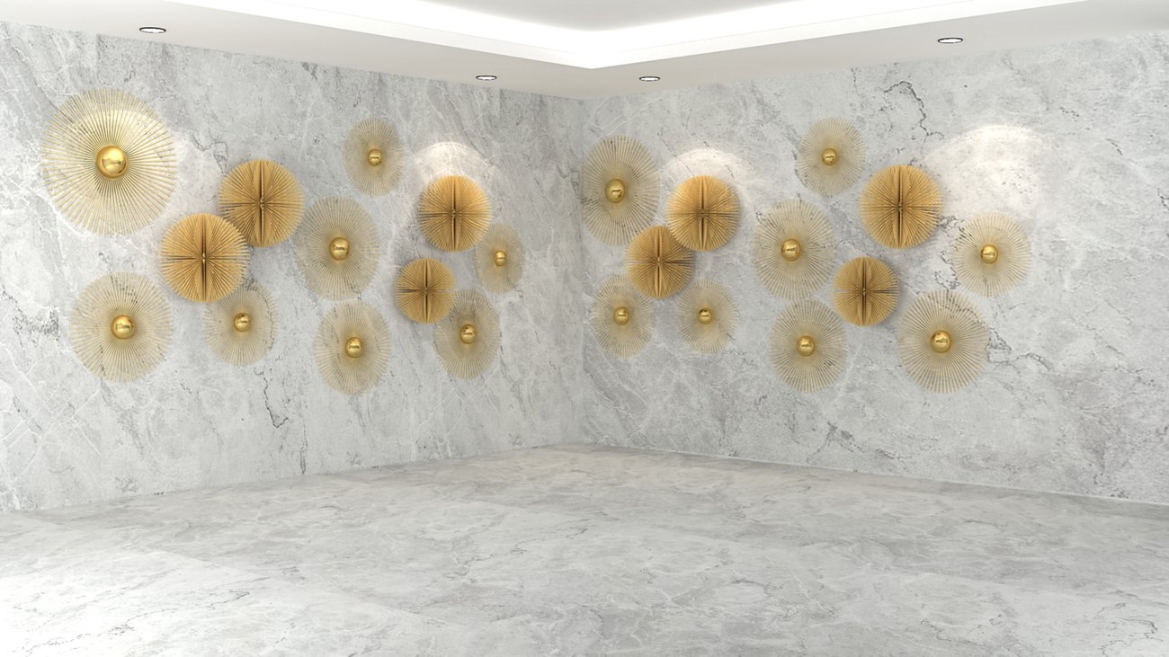 Gold-leaf wall installation