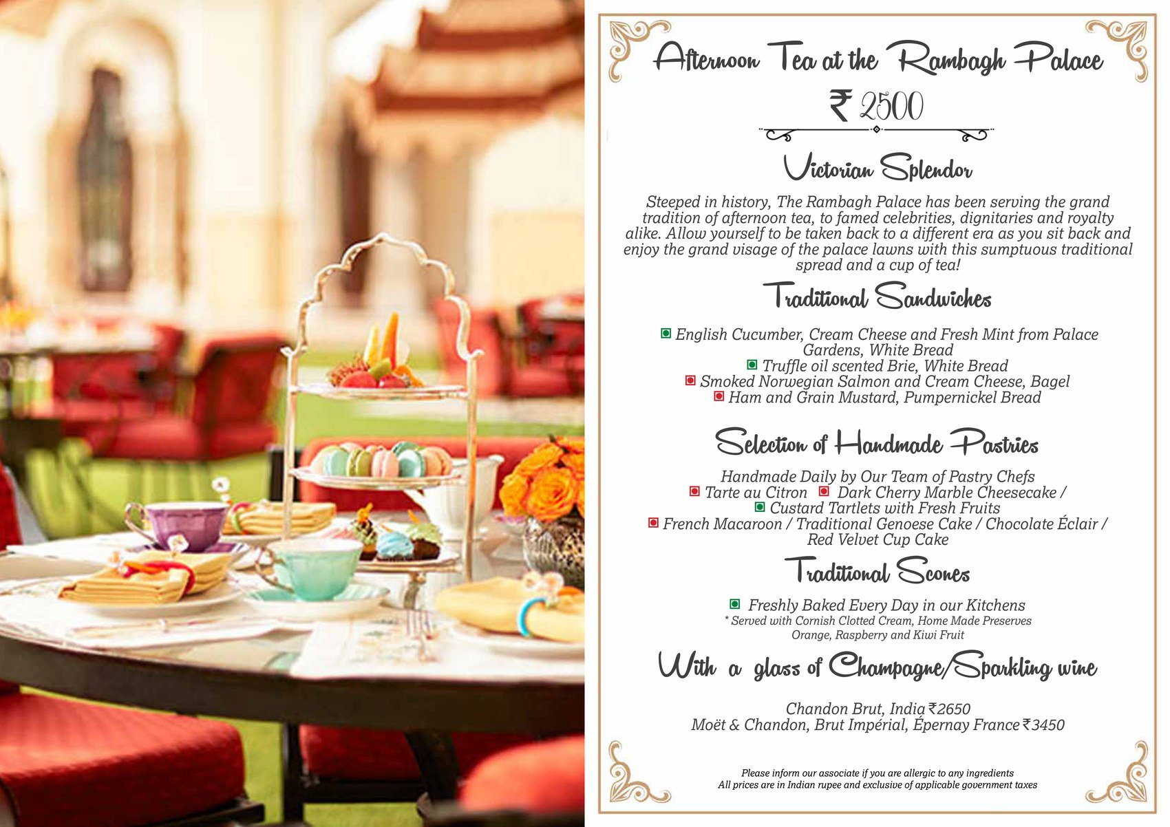 The Victorian Splendor tea menu spread