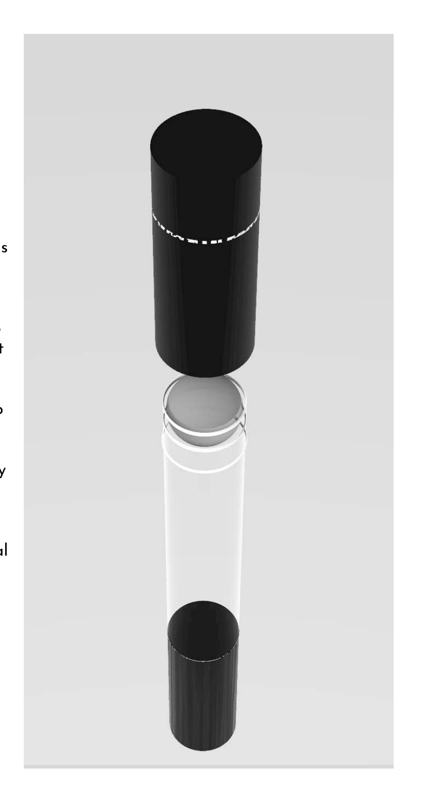 The final applicator — metal cap, glass barrel, roller ball