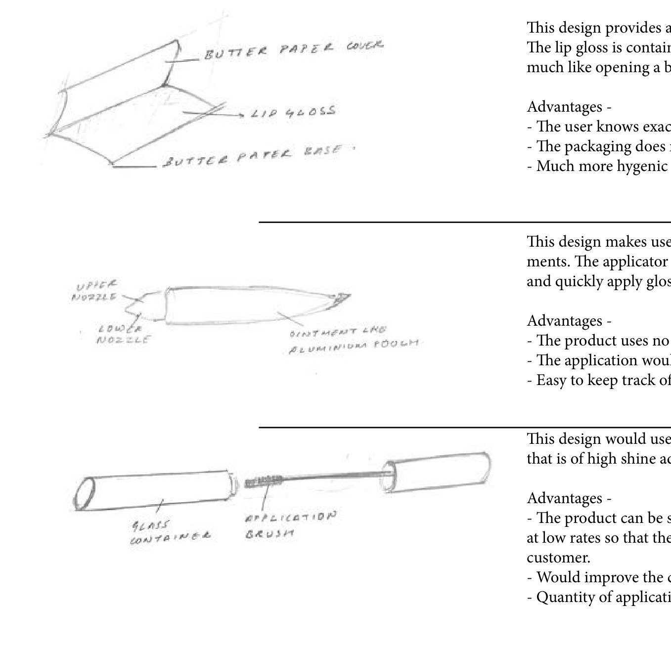 Ideation sketches of the roll-on form