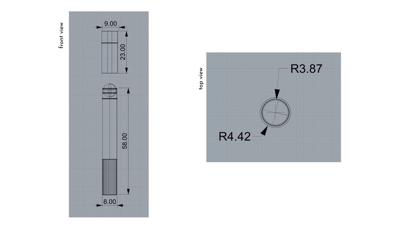 Technical drawing of the proposed applicator with dimensions