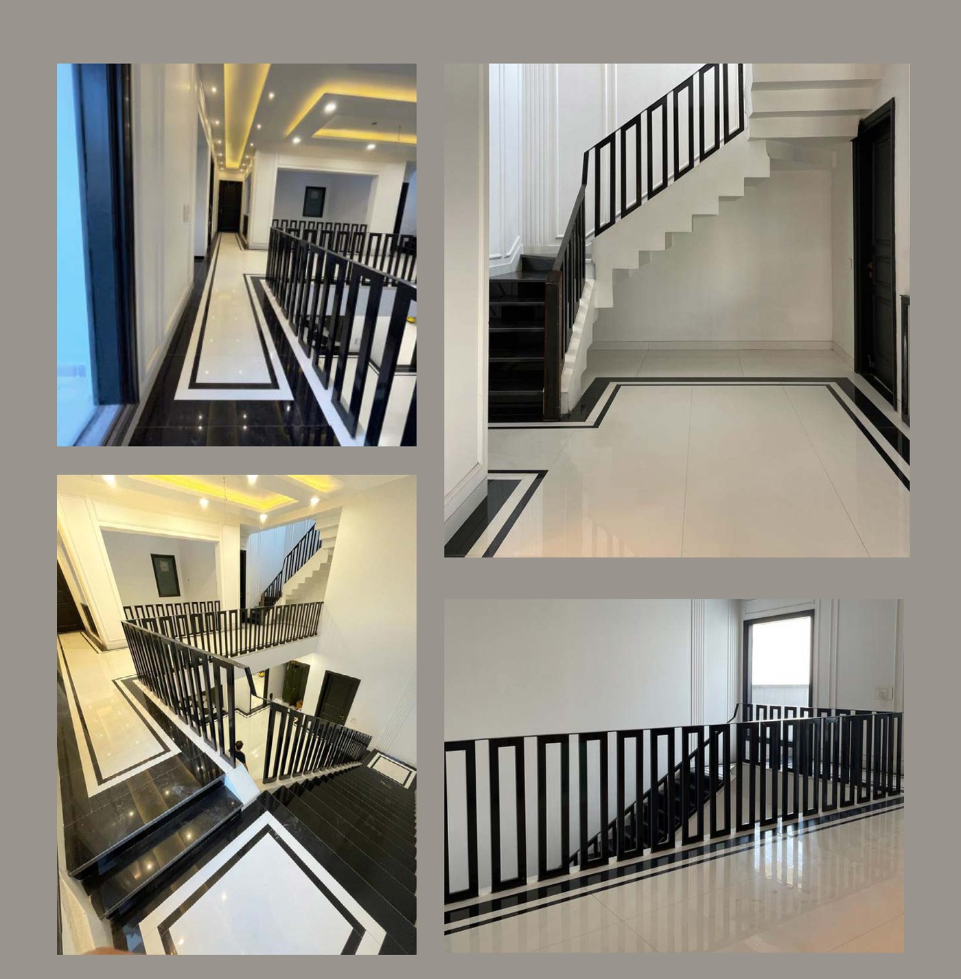 Black-and-white interior staircases