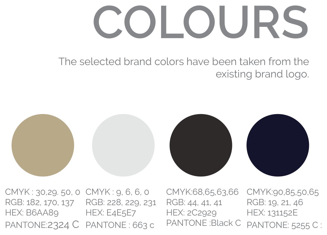 The navy, gold, stone and cream palette