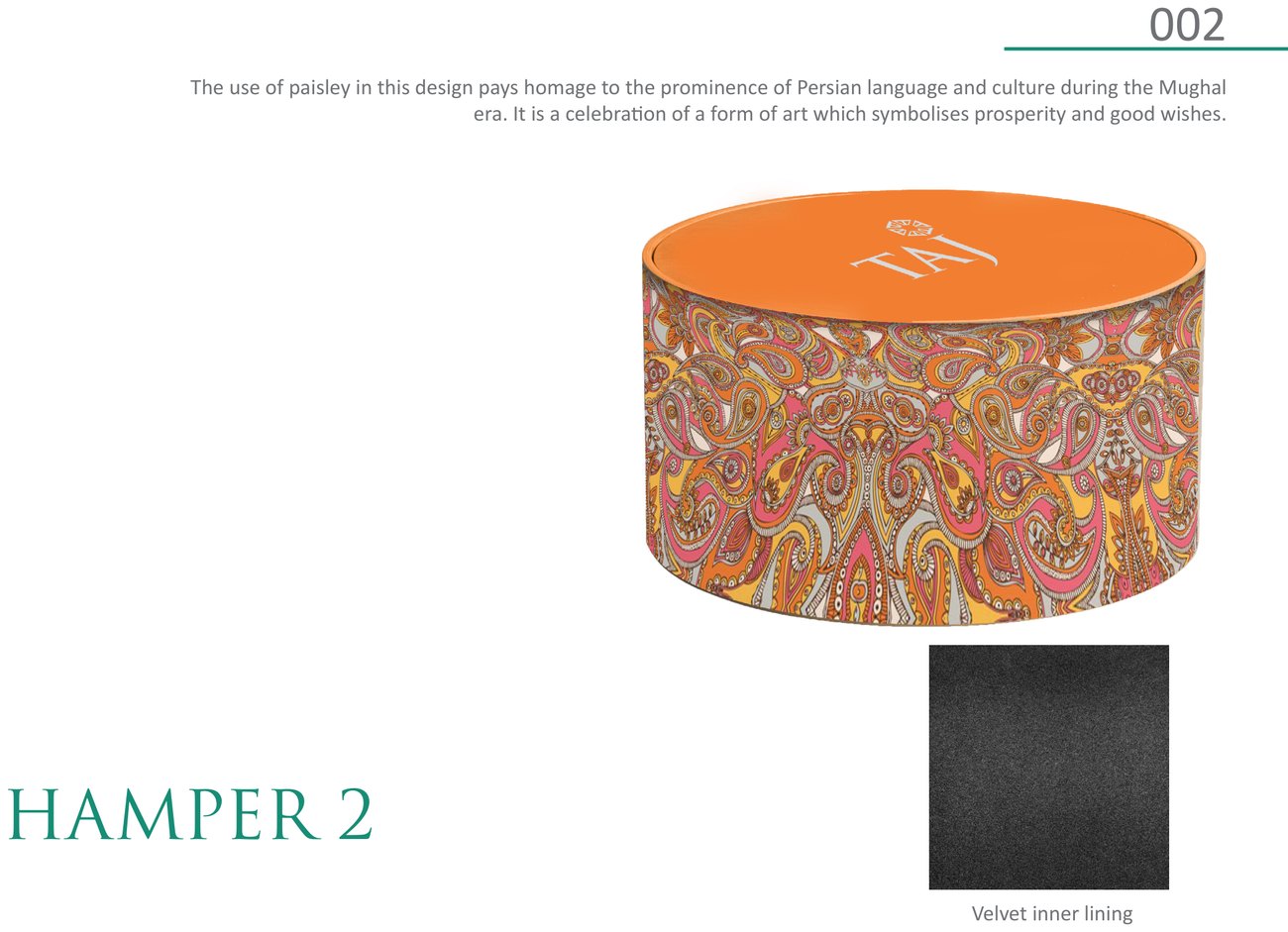 Hamper route two — paisley round box