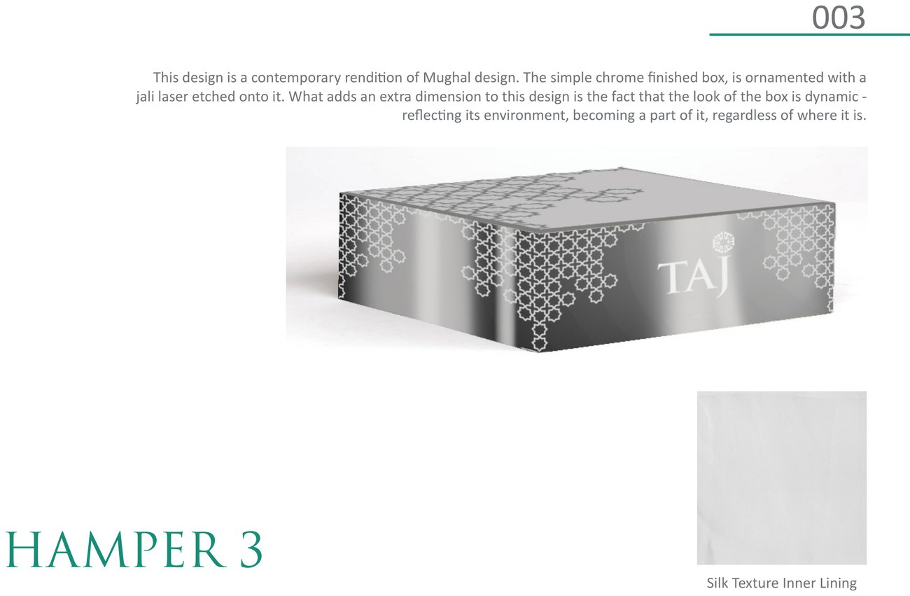Hamper route three — laser-etched silver jali