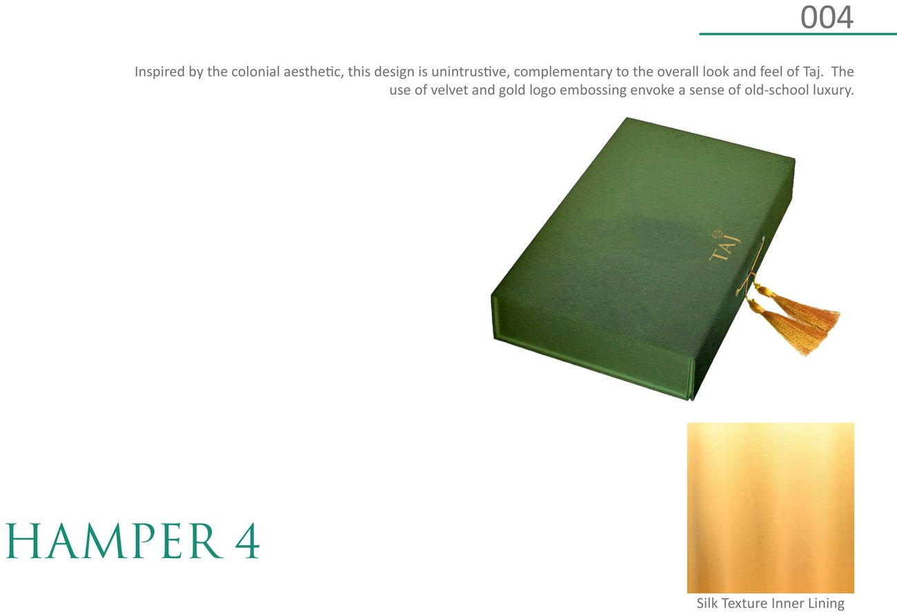 Hamper route four — green velvet with gold tassel
