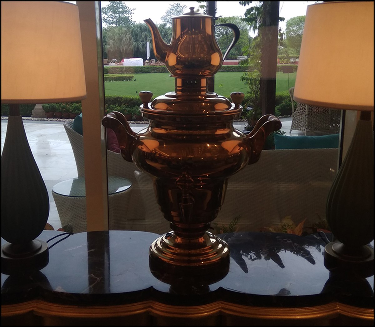 Brass urn centrepiece