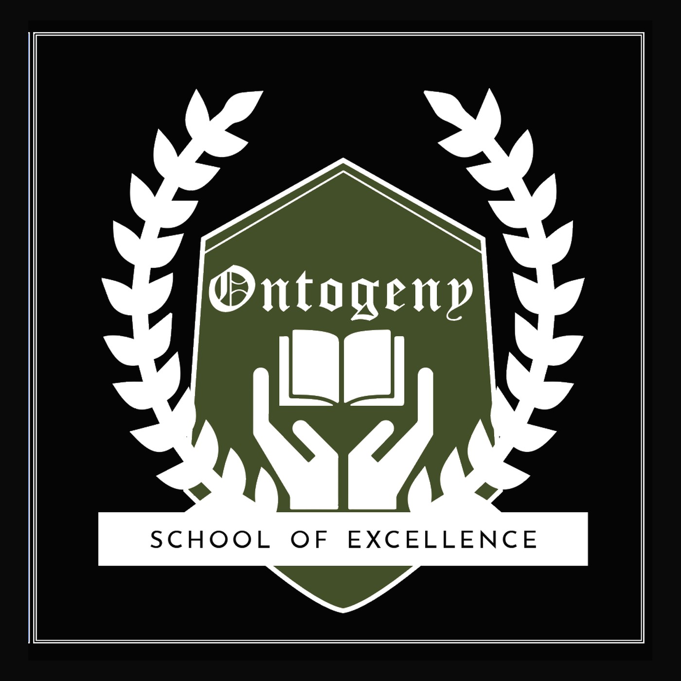 The crest in green on black