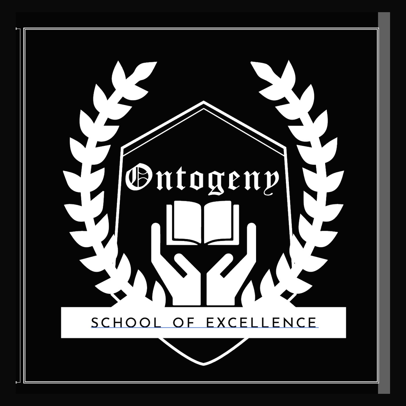 The crest reversed in white on black