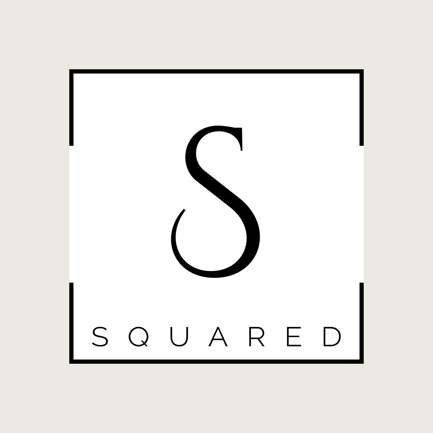 The S Squared primary lockup — serif S over SQUARED inside a square frame