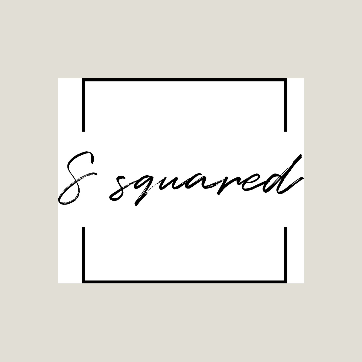 The S squared script wordmark in a square frame