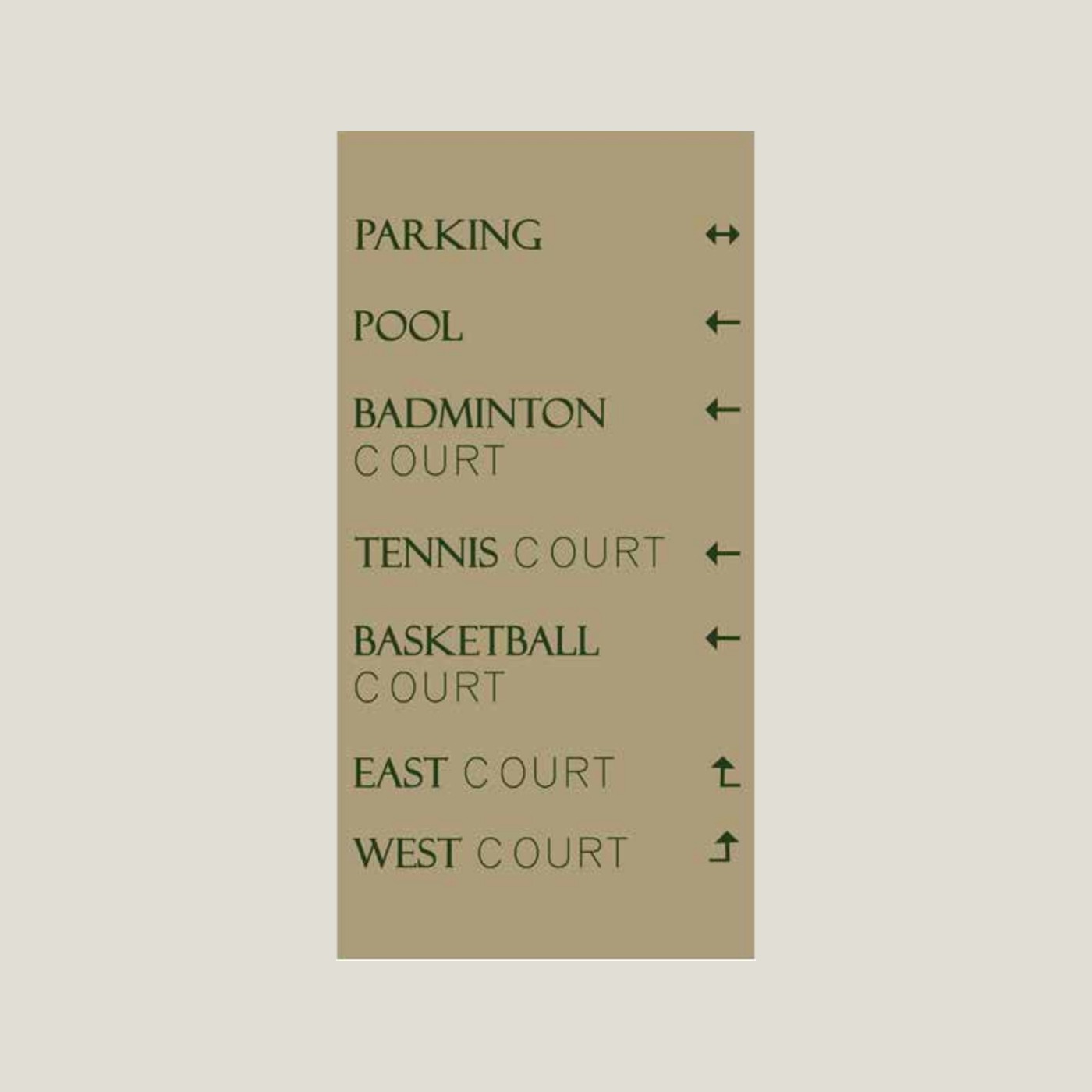 A directional wayfinding panel