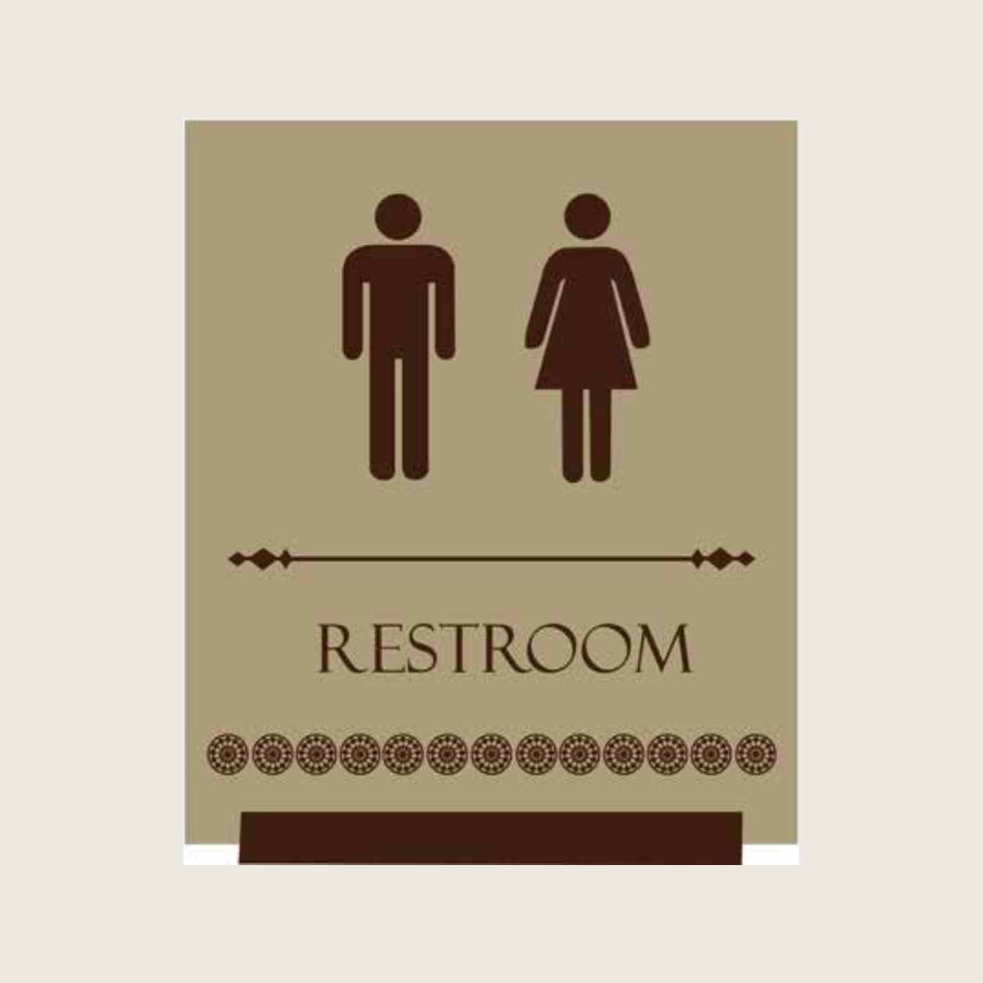 A restroom sign with custom pictograms