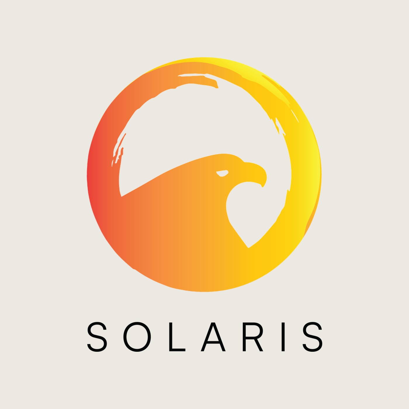 The primary Solaris lockup — sun-ring eagle over a black letterspaced wordmark
