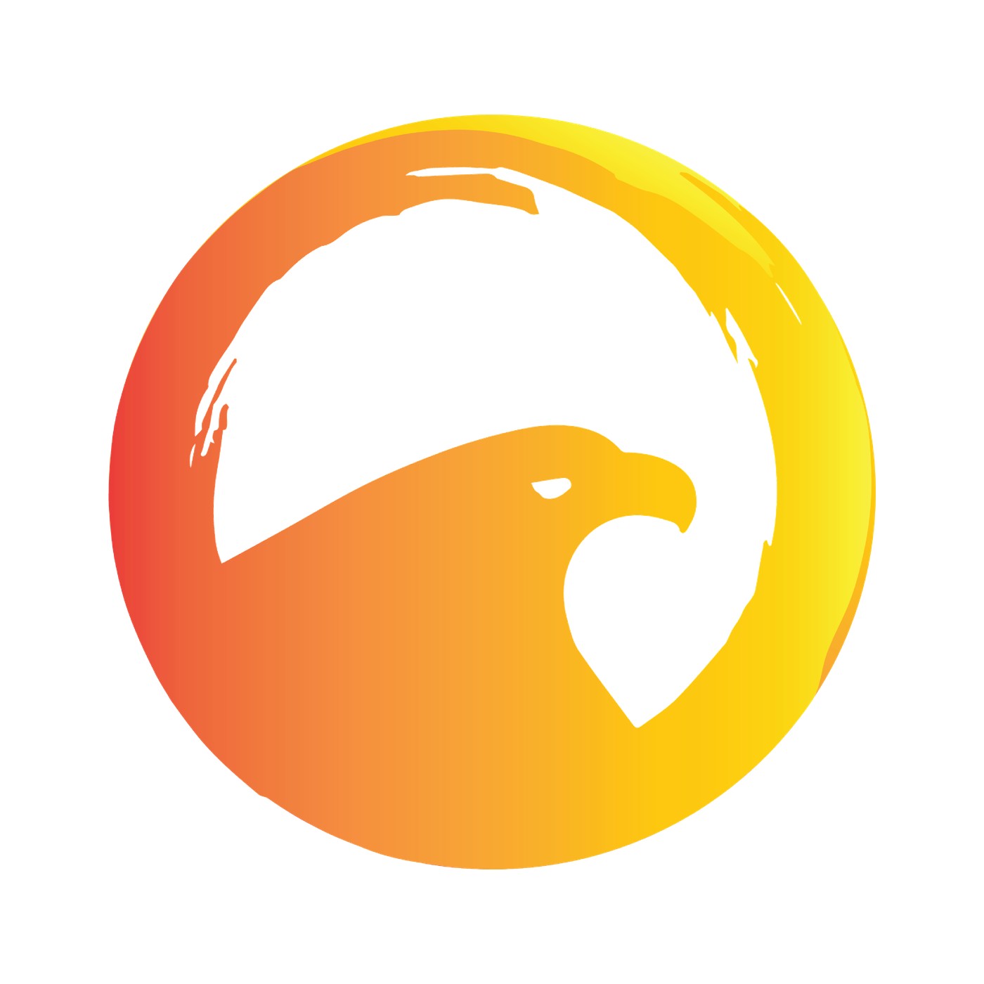 The mark alone — an eagle inside a brushed ring graded from red-orange to gold